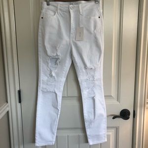 Cello white high rise skinny jeans distressed